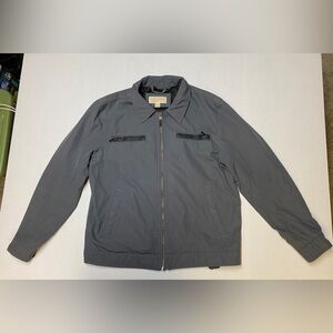 Michael Kors Large Charcoal Grey Leather Trim Mens Jacket